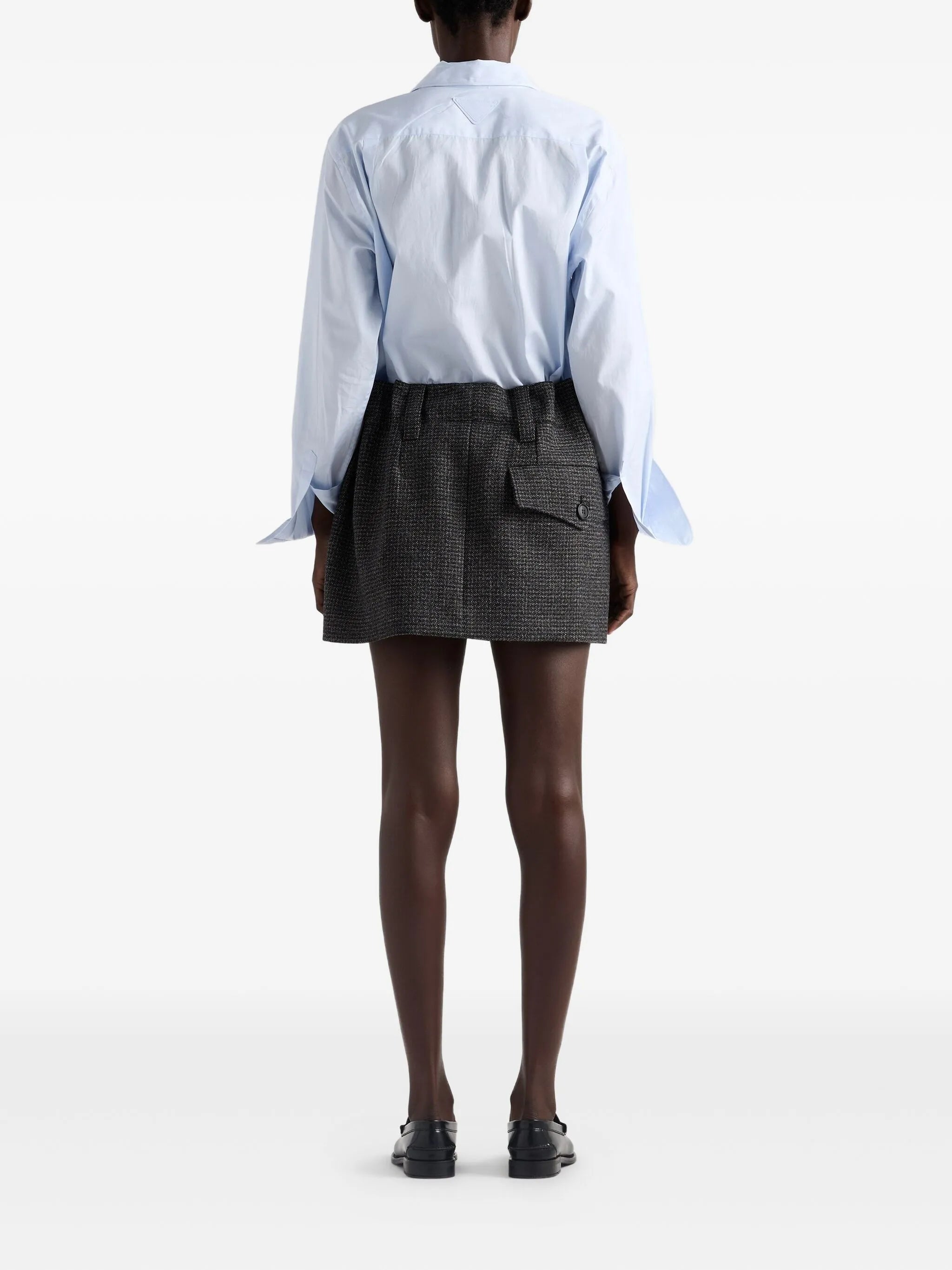 Image of Prada Blue Knot Shirt by Prada for Women - Season Autumn-Winter 2025 - Model view 2