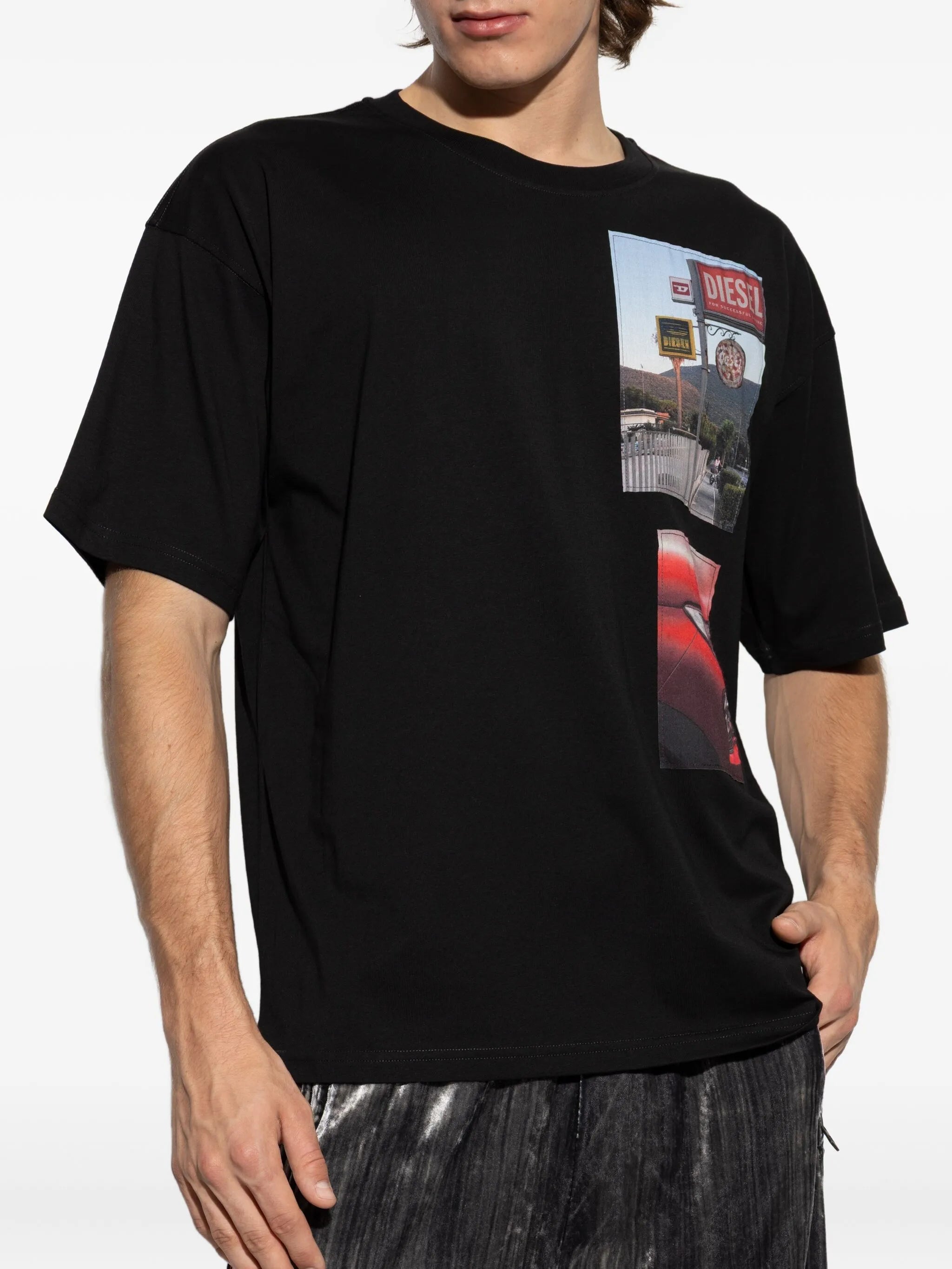 Image of T-Box-T3 Black T-Shirt by Diesel for Men - Season Autumn-Winter 2025 - Model view 2