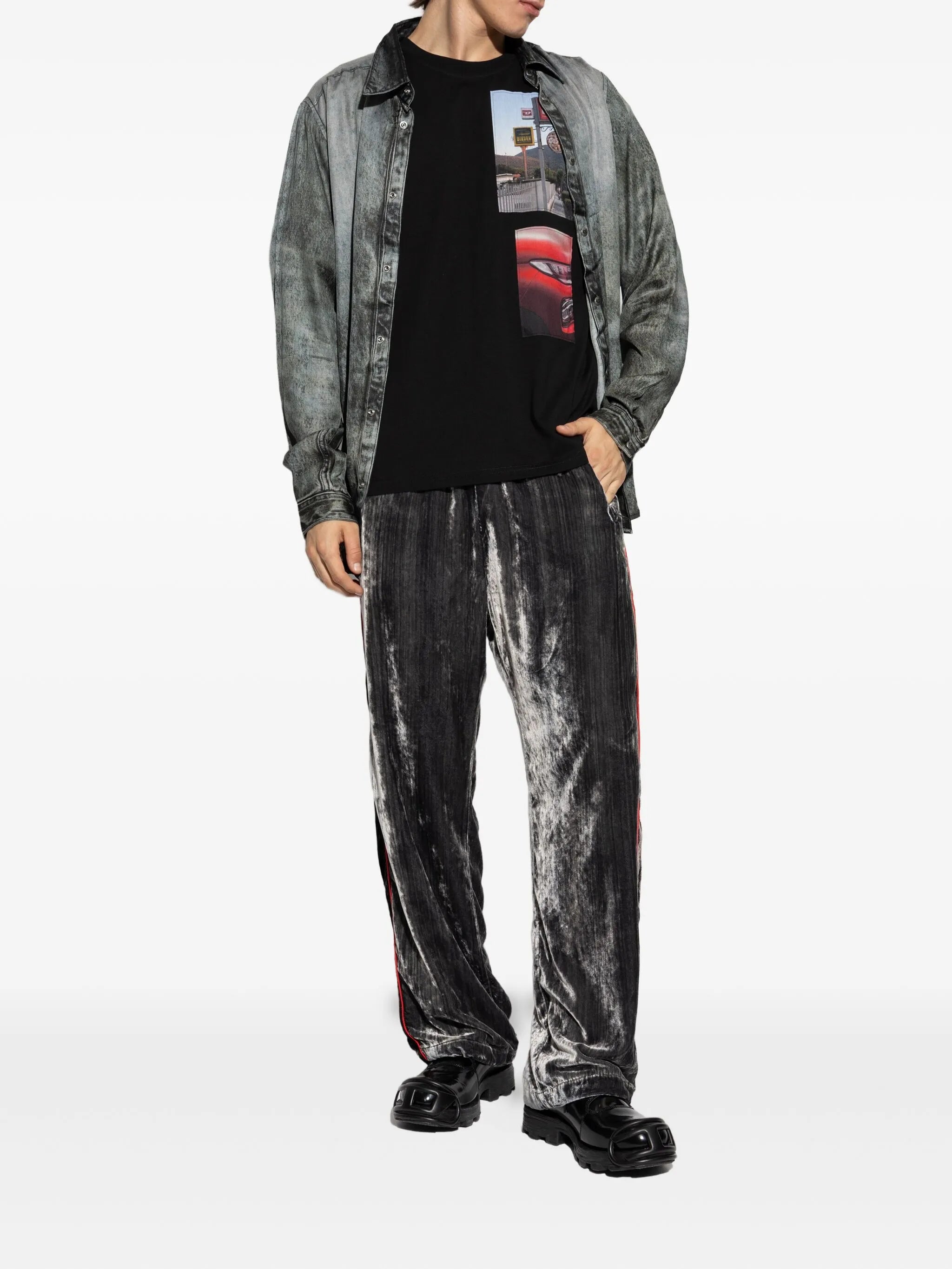 Image of T-Box-T3 Black T-Shirt by Diesel for Men - Season Autumn-Winter 2025 - Model view 1