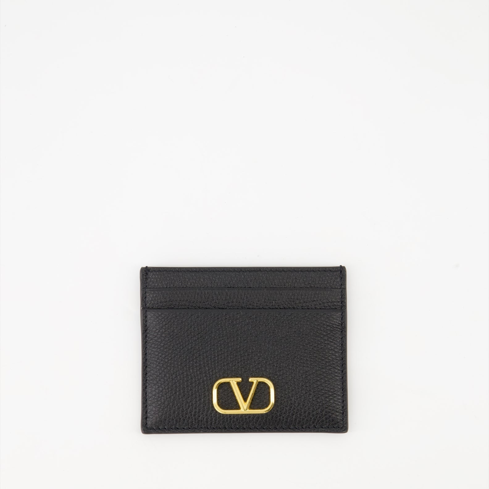 VLogo card holder, black leather cardholder, Valentino Garavani accessory, designer card holder, luxury leather wallet