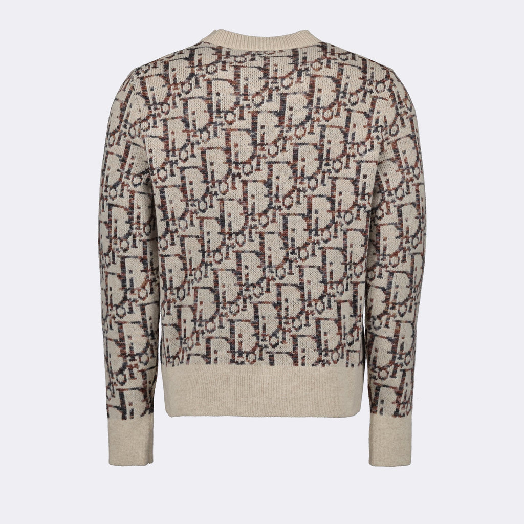 Dior, wool sweater, luxury fashion, Oblique pattern, beige sweater