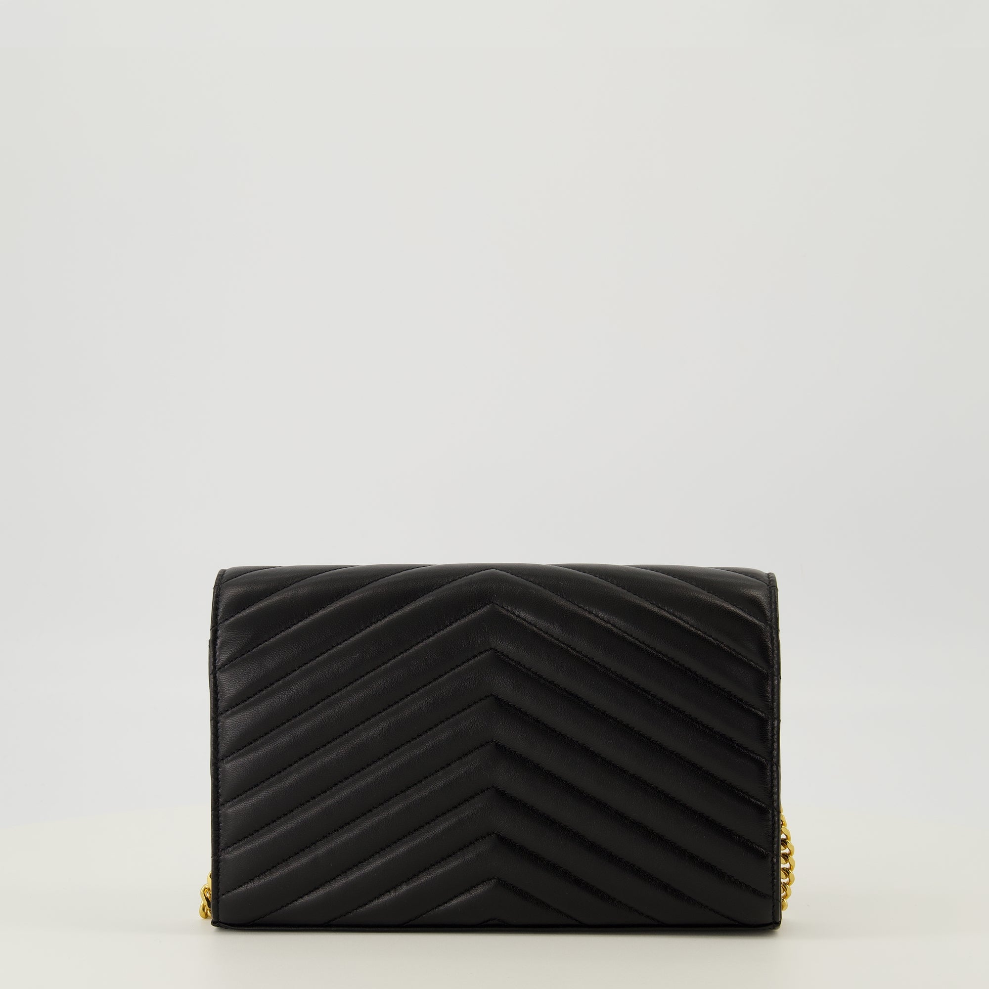 Saint Laurent wallet, Cassandre shoulder wallet, black leather wallet, luxury wallet, designer accessories