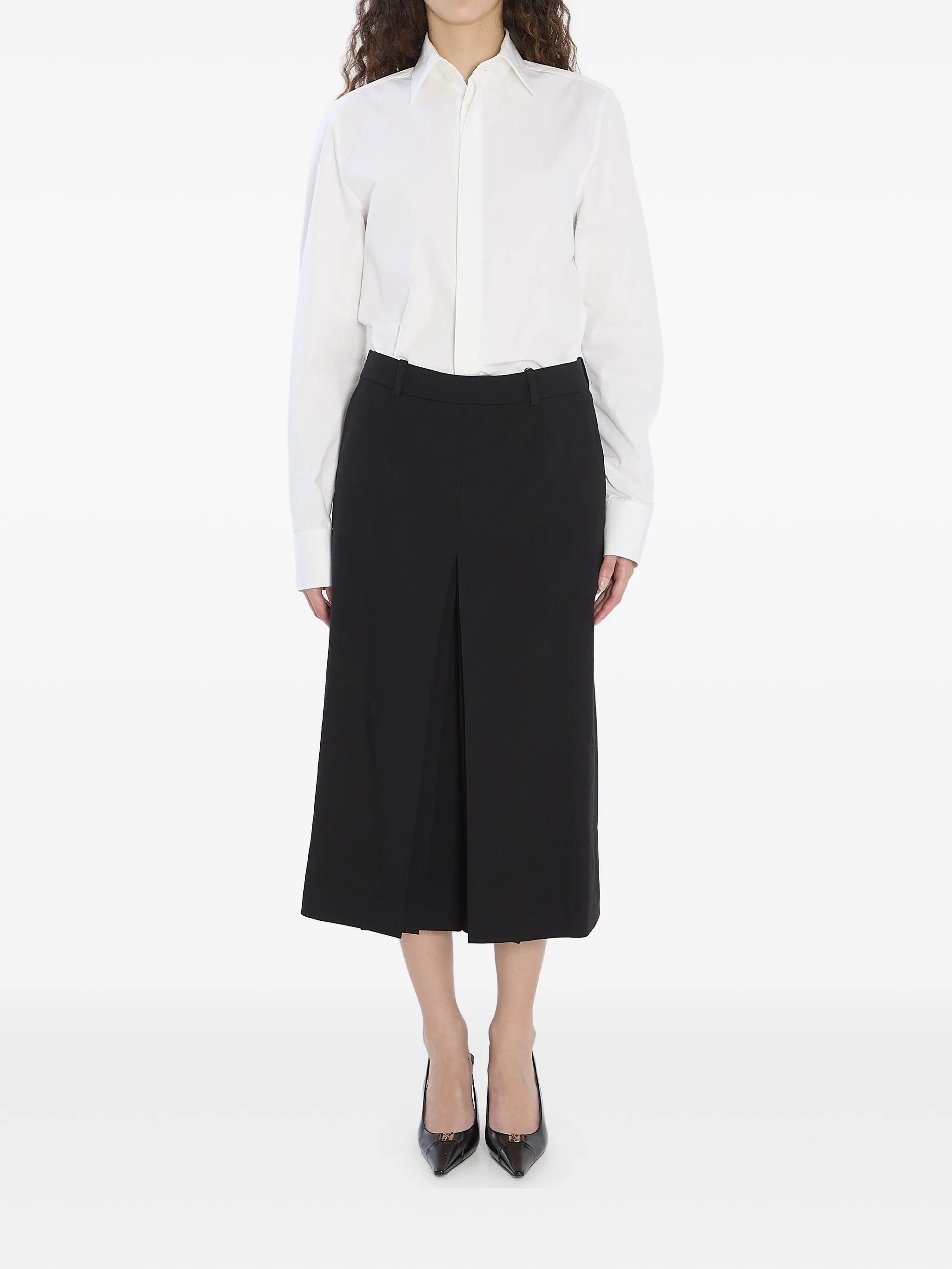 Image of Black Culotte Skirt by Saint Laurent for Women - Season Autumn-Winter 2025 - Model view 1