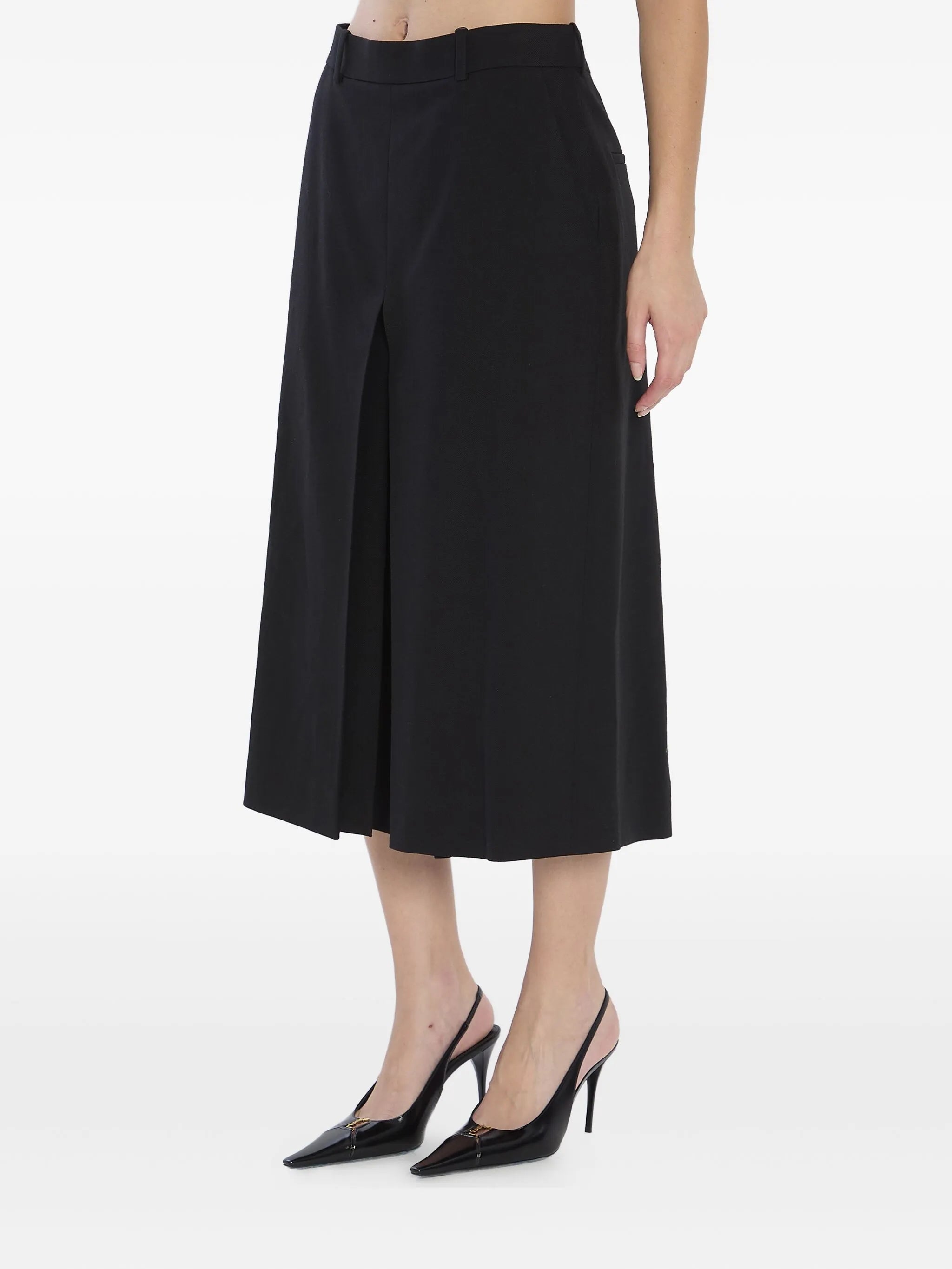 Image of Black Culotte Skirt by Saint Laurent for Women - Season Autumn-Winter 2025 - Model view 2