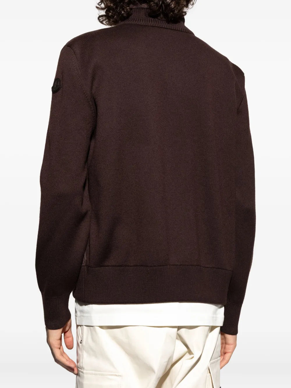 Brown Wool and Suede Cardigan