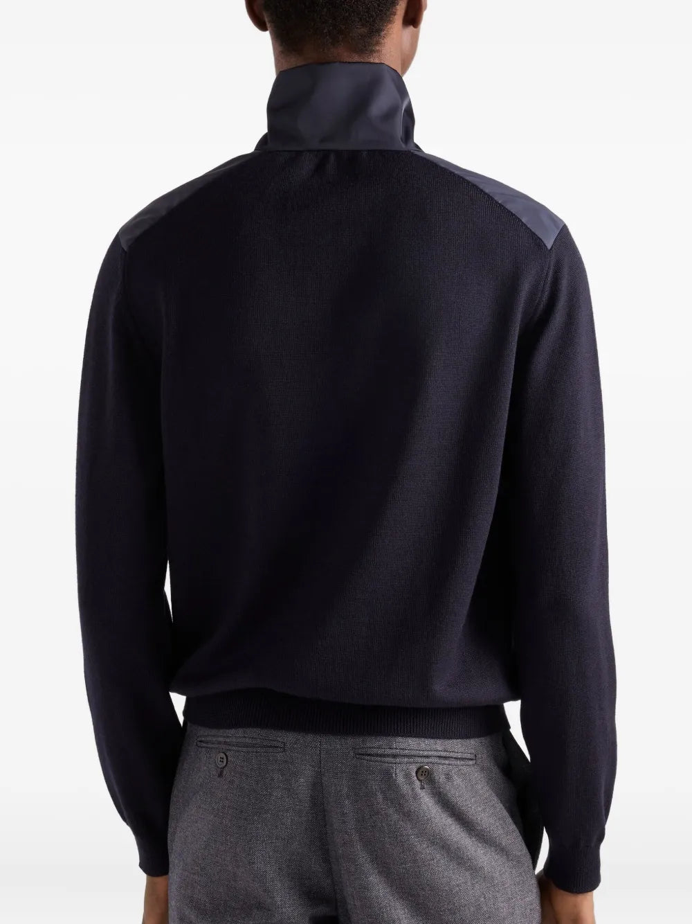 Bi-Material Navy Jacket