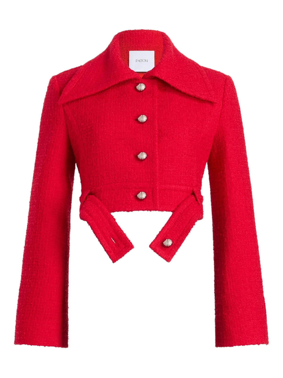 Image of Short Red Tweed Jacket by Patou for Women - Season Autumn-Winter 2025 - Model View 1