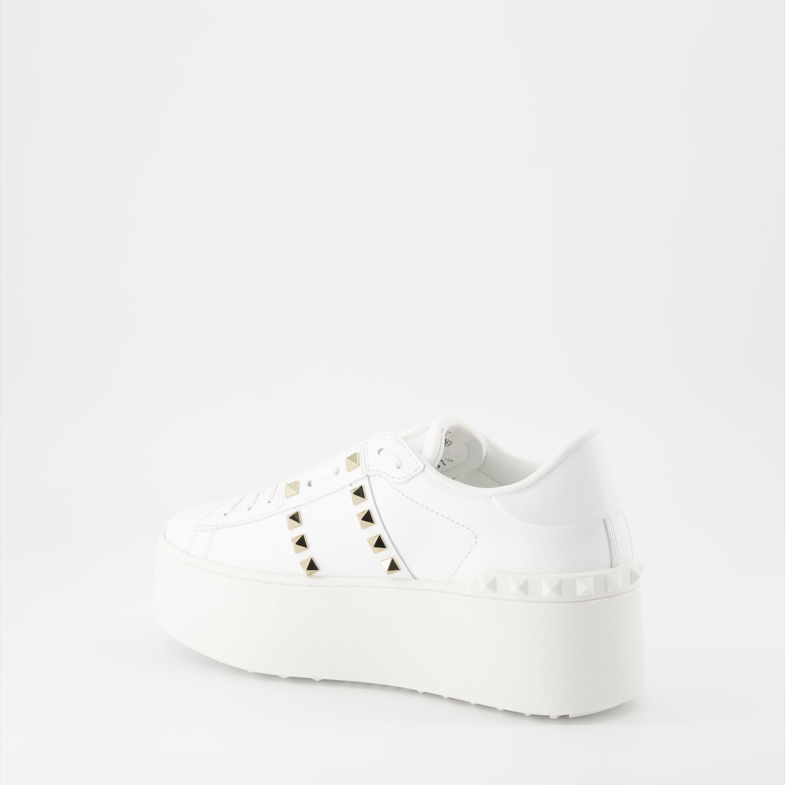 platform sneakers, Valentino Garavani, Rockstud sneakers, white sneakers, calfskin leather