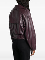 Image of Bordeaux Leather Jacket by Iro for Women - Season Autumn-Winter 2025 - Model view 3