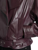 Image of Bordeaux Leather Jacket by Iro for Women - Season Autumn-Winter 2025 - Model view 4