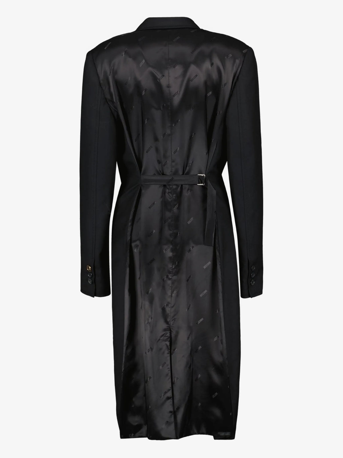 Image of Black Wool Coat by Moschino for Women - Season Autumn-Winter 2025 - Model View 2