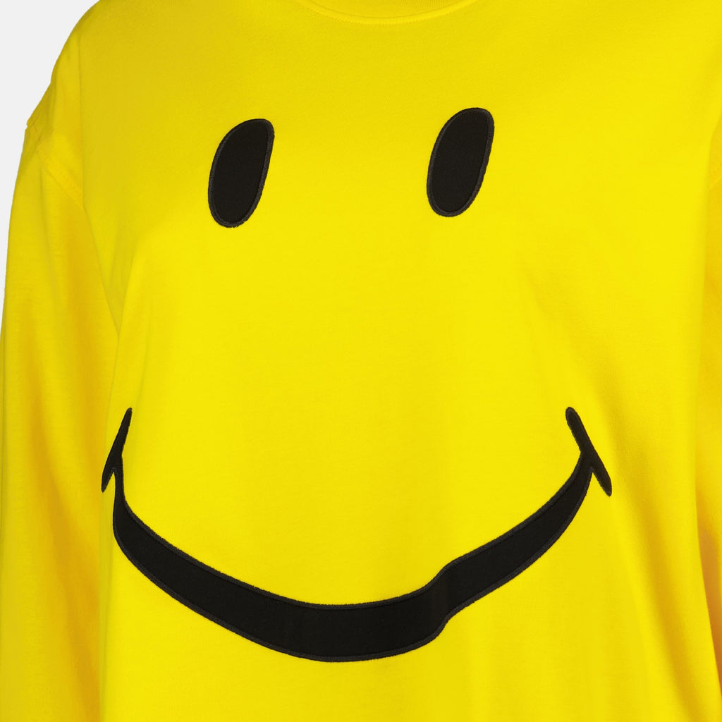 Moschino T-shirt, Smiley print, oversized T-shirt, cotton casual wear, Autumn-Winter collection