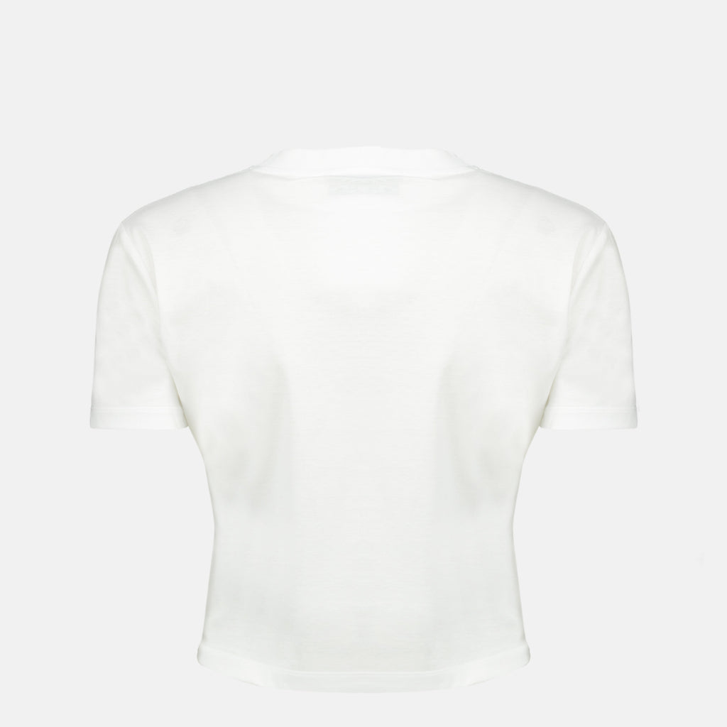 Weißes Baumwoll-T-Shirt mit gesticktem Logo