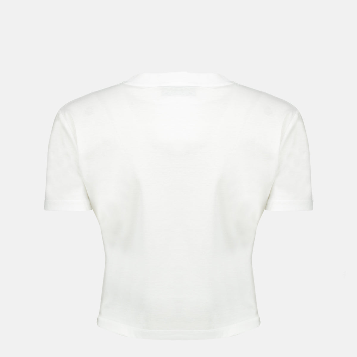 Weißes Baumwoll-T-Shirt mit gesticktem Logo