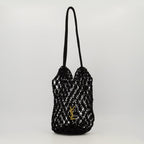 Imagem da Tote preta de croché da Saint Laurent para mulheres - Temporada Outono-Inverno 2025 - Vista Frontal