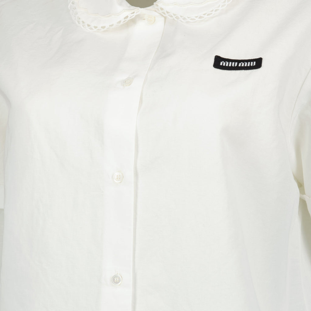 Immagine di camicia in popeline bianco di Miu Miu per donne - Stagione primavera-estate 2026 - Vista dettagli 1