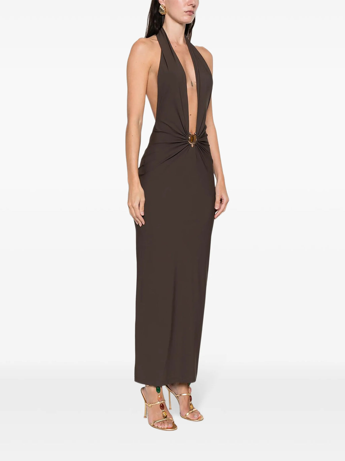 Image of Long Brown Beach Dress by Christopher Esber for Women - Season Spring-Summer 2026 - Model View 2