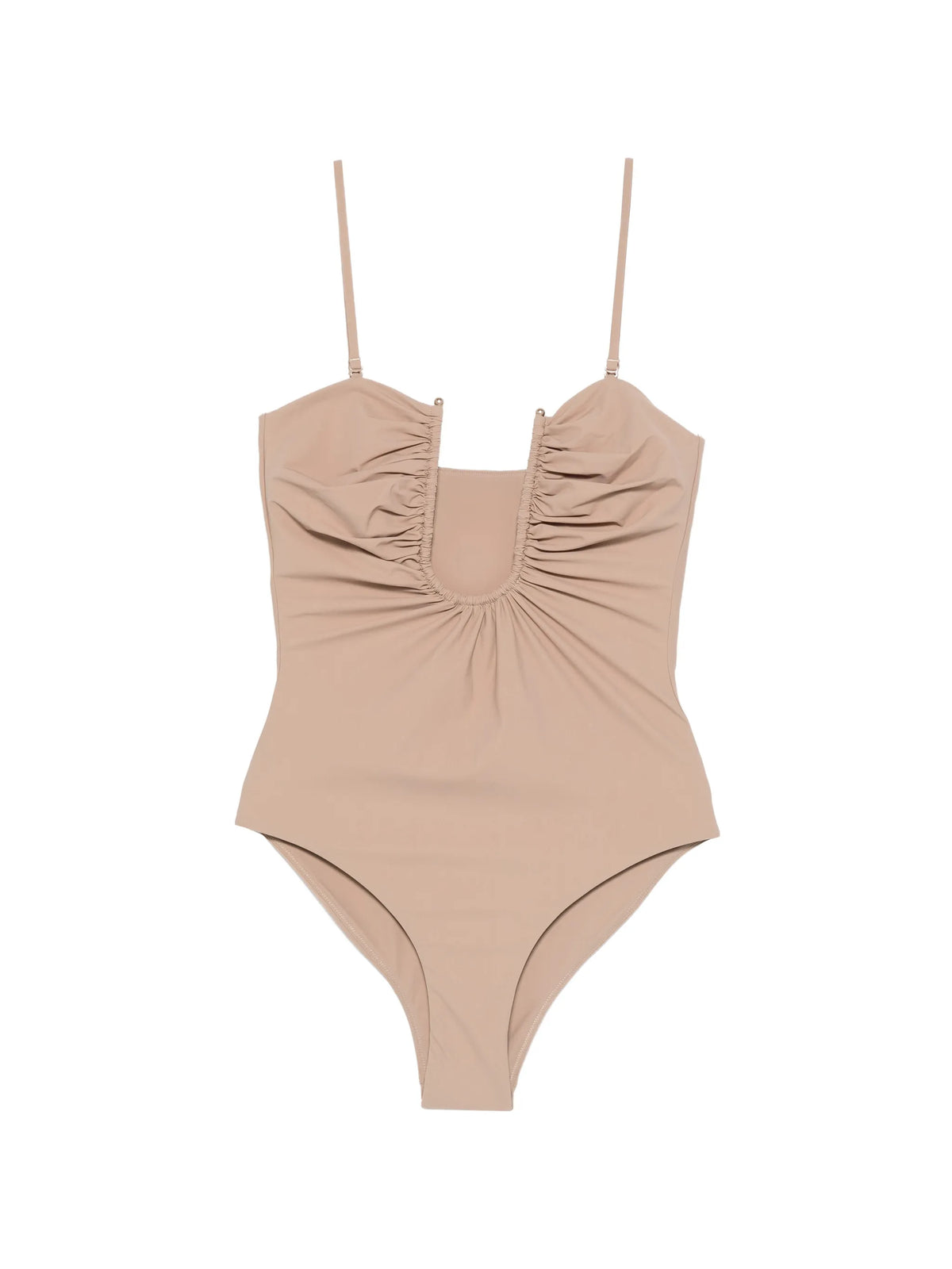 Image of Arced Ruched One-Piece Swimsuit by Christopher Esber for Women - Season Spring-Summer 2026 - Model View 1