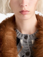 Image of Plaid Wool Cardigan by Prada for Women - Season Autumn-Winter 2025 - Model view 4