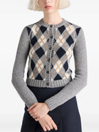 Image of Plaid Wool Cardigan by Prada for Women - Season Autumn-Winter 2025 - Model view 2