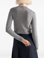 Image of Plaid Wool Cardigan by Prada for Women - Season Autumn-Winter 2025 - Model view 3