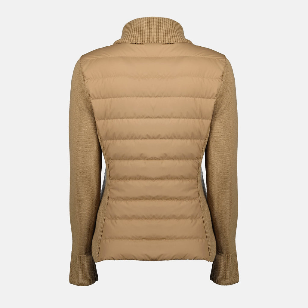 Moncler cardigan, bi-material cardigan, autumn-winter collection, women's outerwear, wool polyester blend