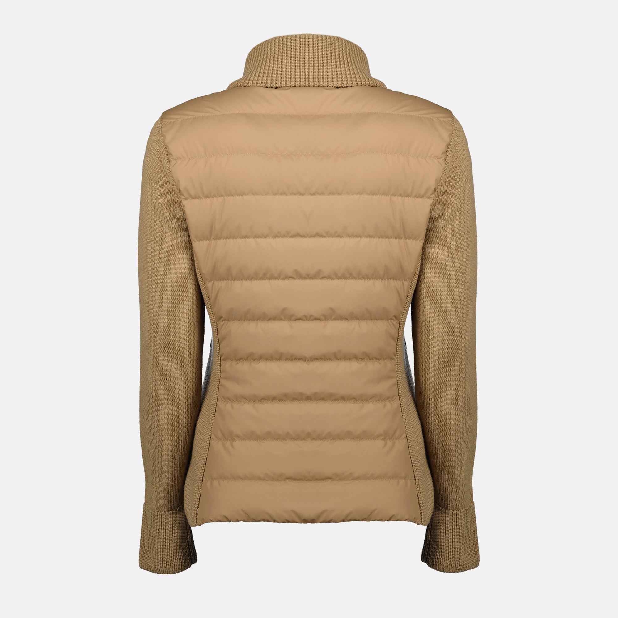 Moncler cardigan, bi-material cardigan, autumn-winter collection, women's outerwear, wool polyester blend