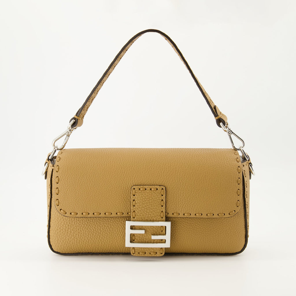 Fendi Baguette bag, brown leather bag, designer handbag, elegant accessories, high-end fashion