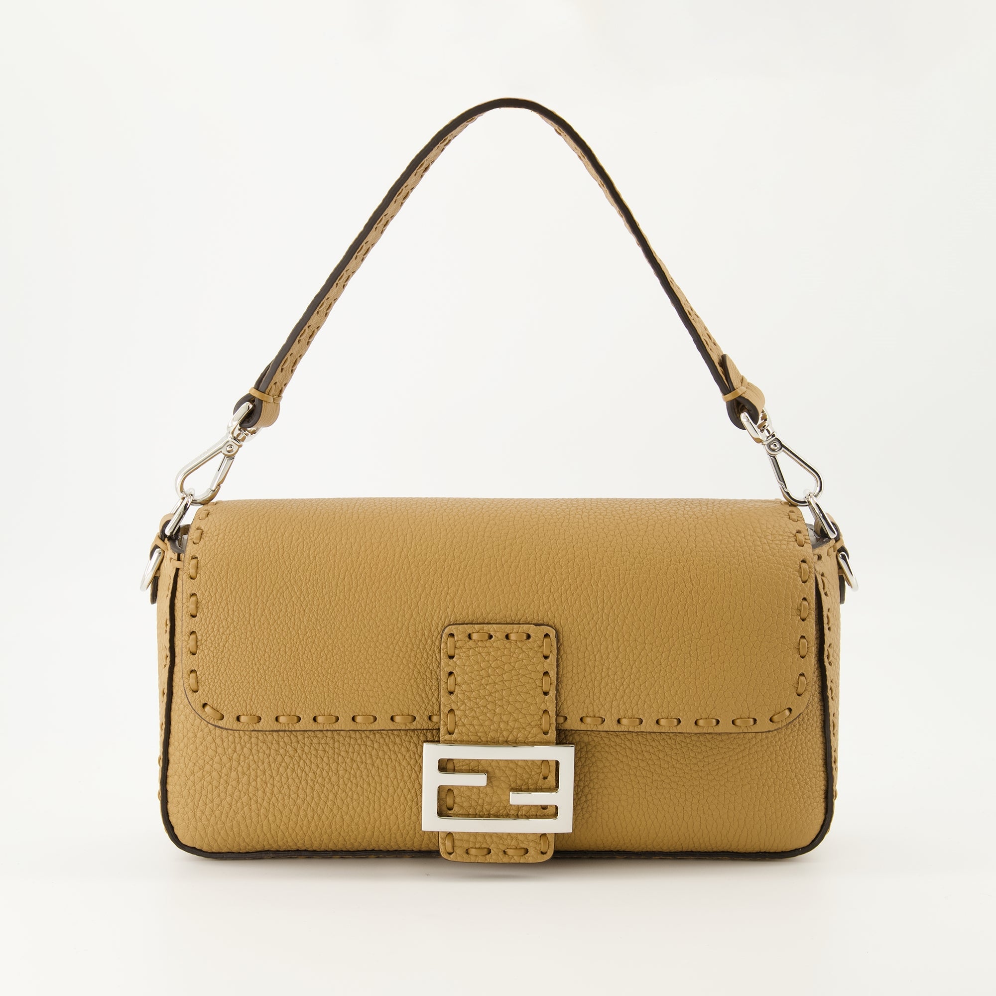 Fendi Baguette bag, brown leather bag, designer handbag, elegant accessories, high-end fashion