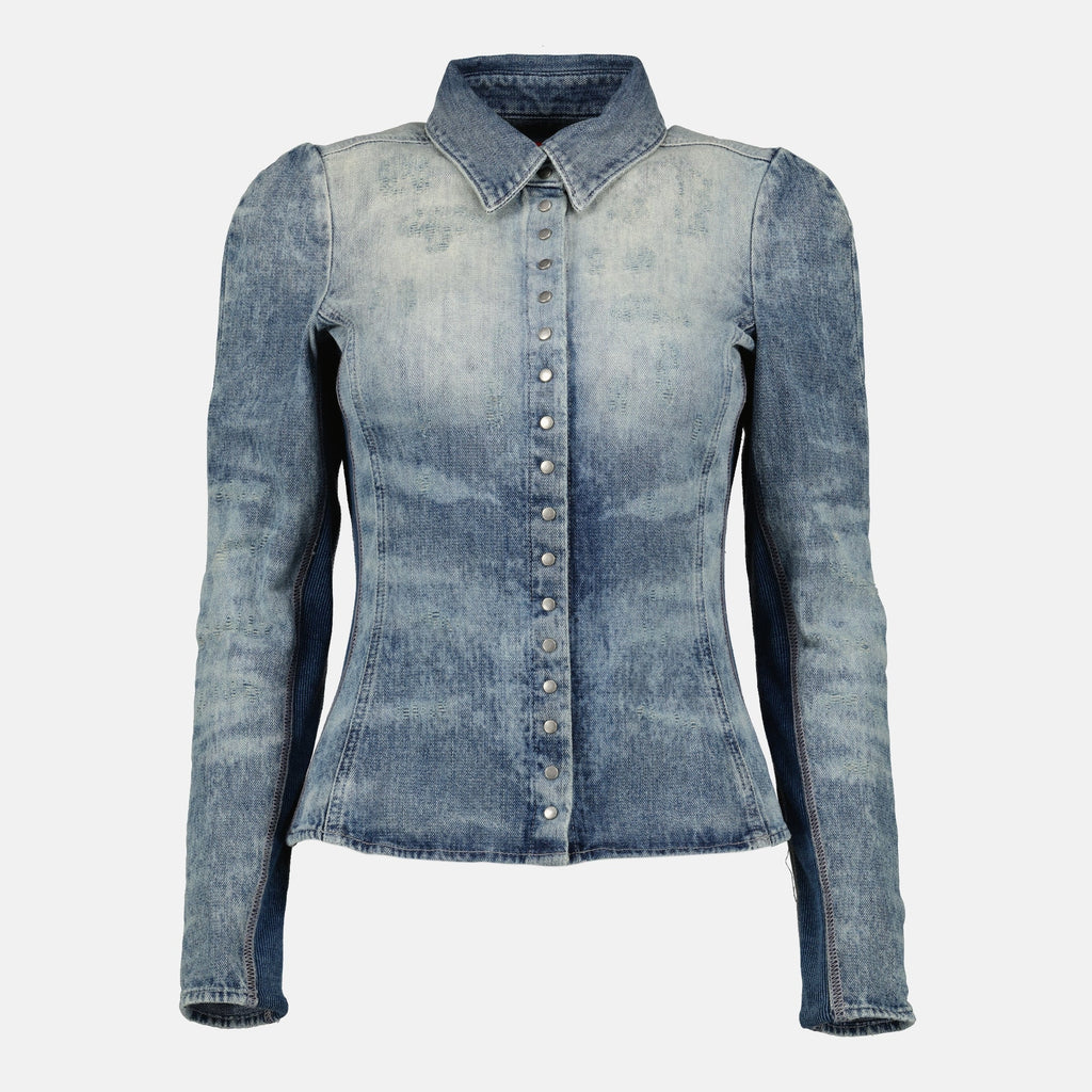 Diesel denim shirt, blue denim shirt, fitted denim shirt, women's denim top, long sleeve shirt