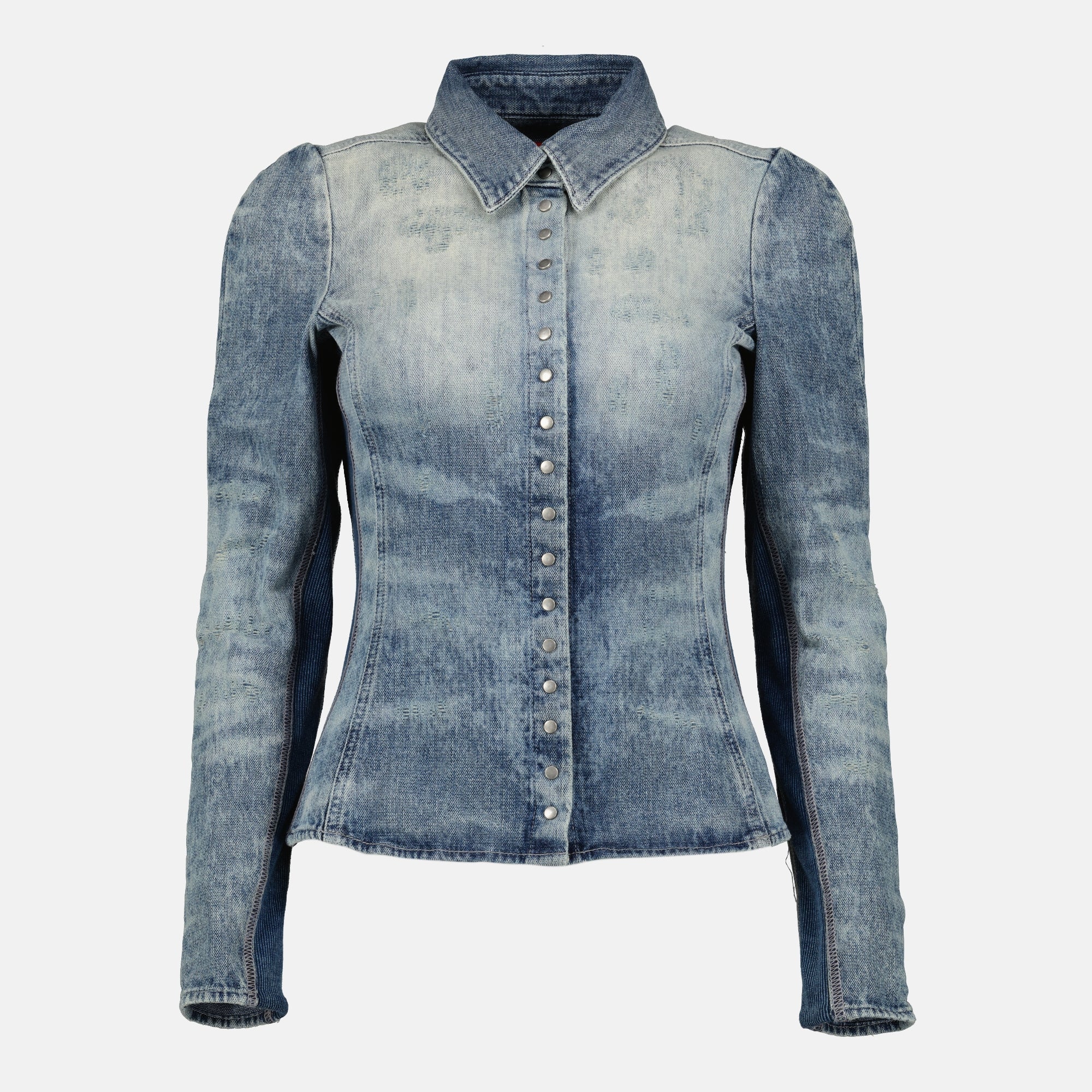 Diesel denim shirt, blue denim shirt, fitted denim shirt, women's denim top, long sleeve shirt