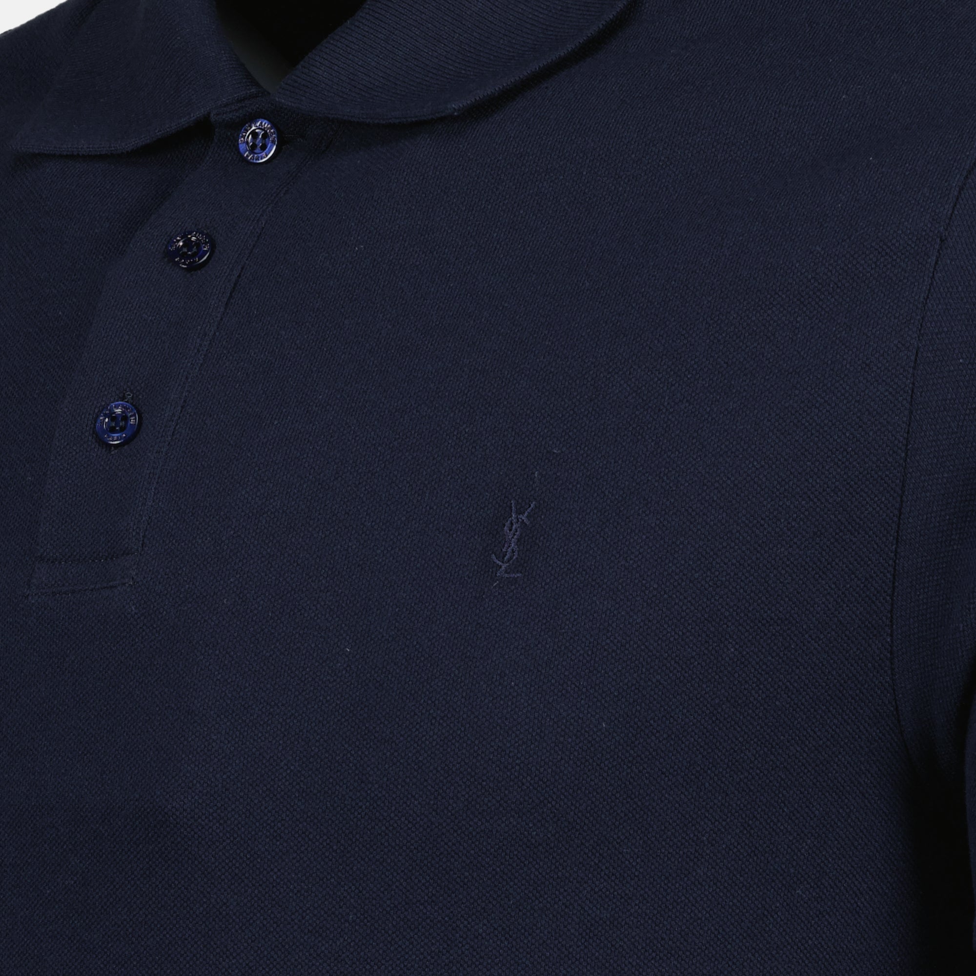 Saint Laurent polo, Cassandre polo, pique cotton polo, navy polo shirt, men's casual wear