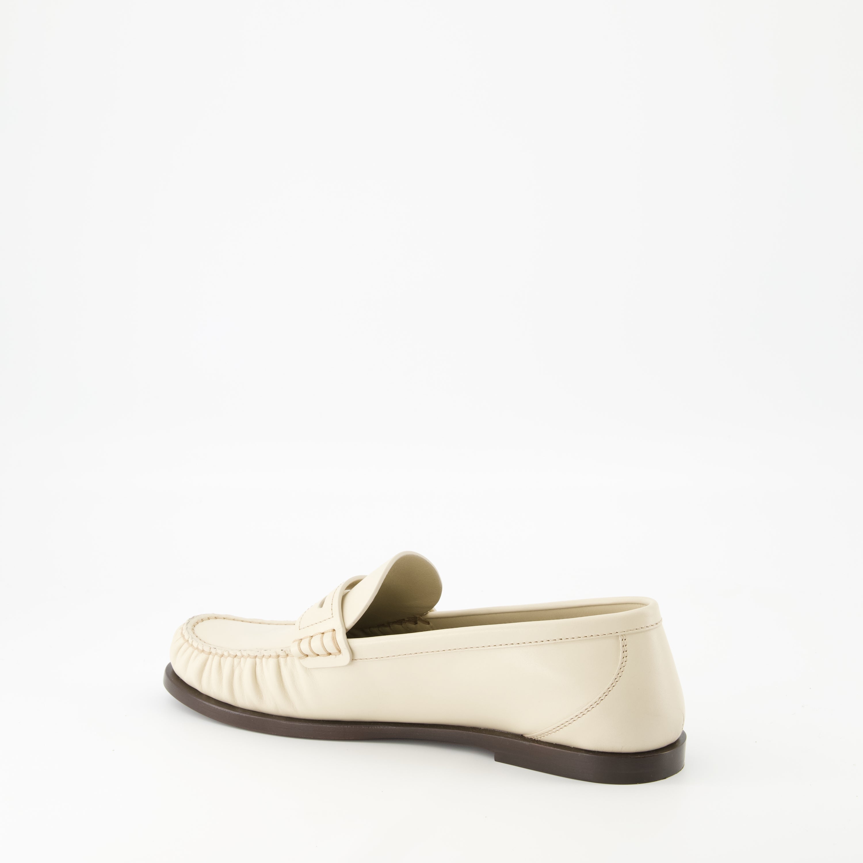 beige moccasins, slip-on shoes, leather footwear, smooth leather, fashionable moccasins
