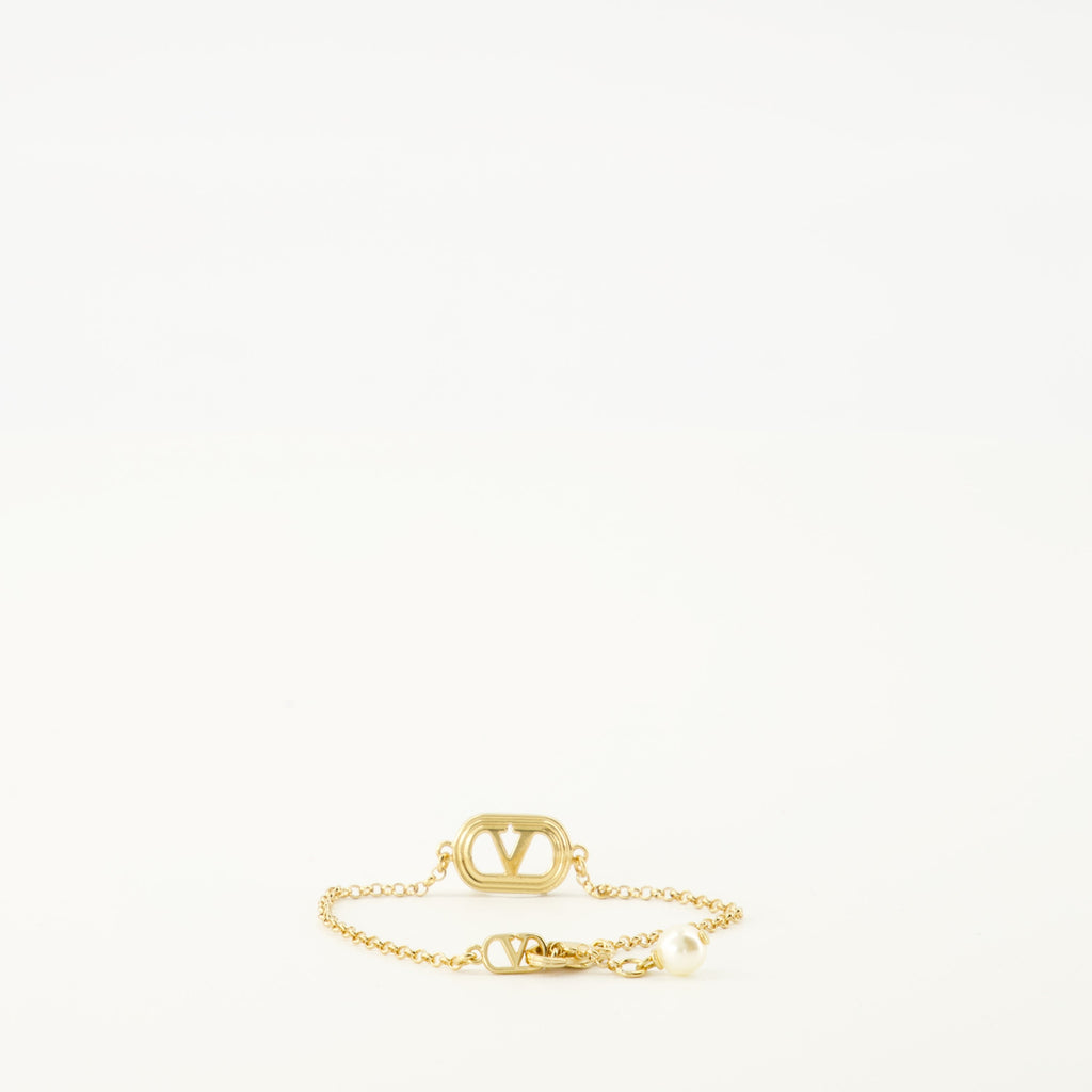 Vlogo bracelet, Valentino accessories, Swarovski pearl, gold bracelet, Valentino jewelry