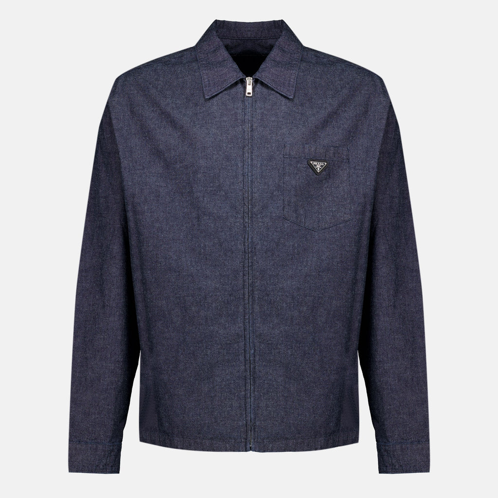 Camicia in chambray grigio-blu
