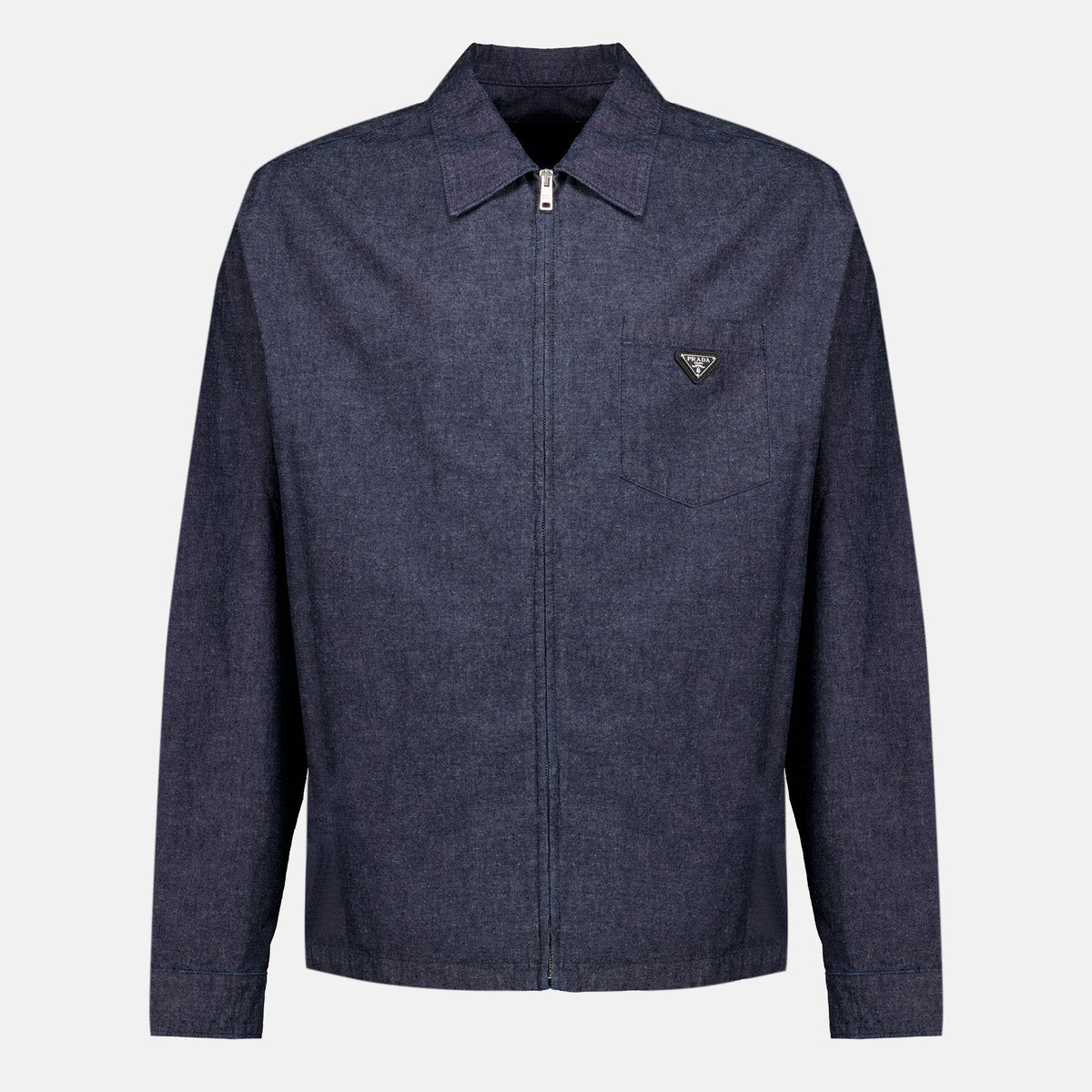 Camicia in chambray grigio-blu