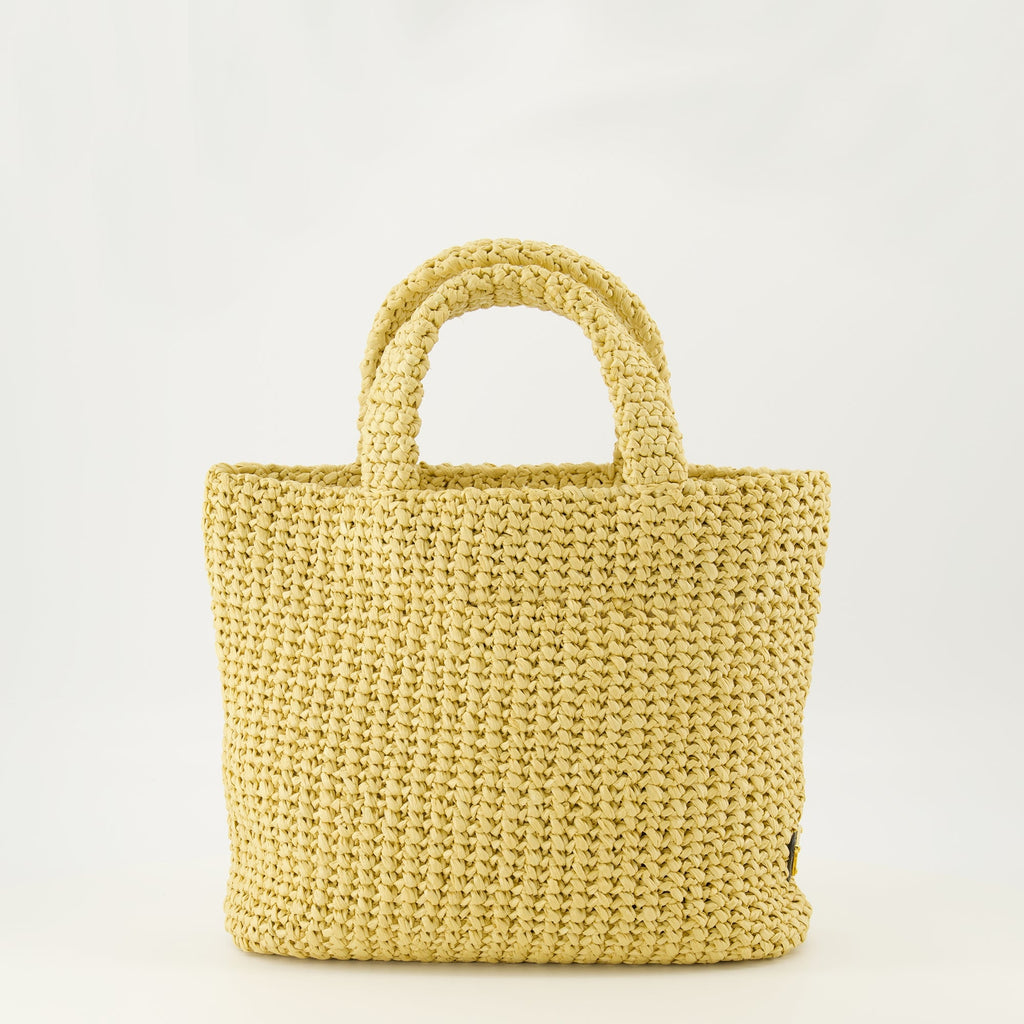 Prada crochet bag, viscose tote, beige crochet bag, designer tote, luxury accessories