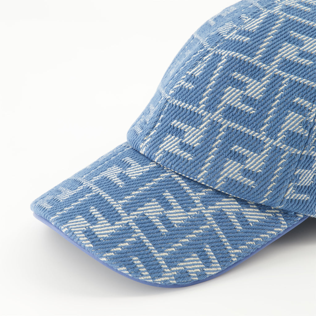 denim cap, Fendi, adjustable strap, logo print, casual accessory