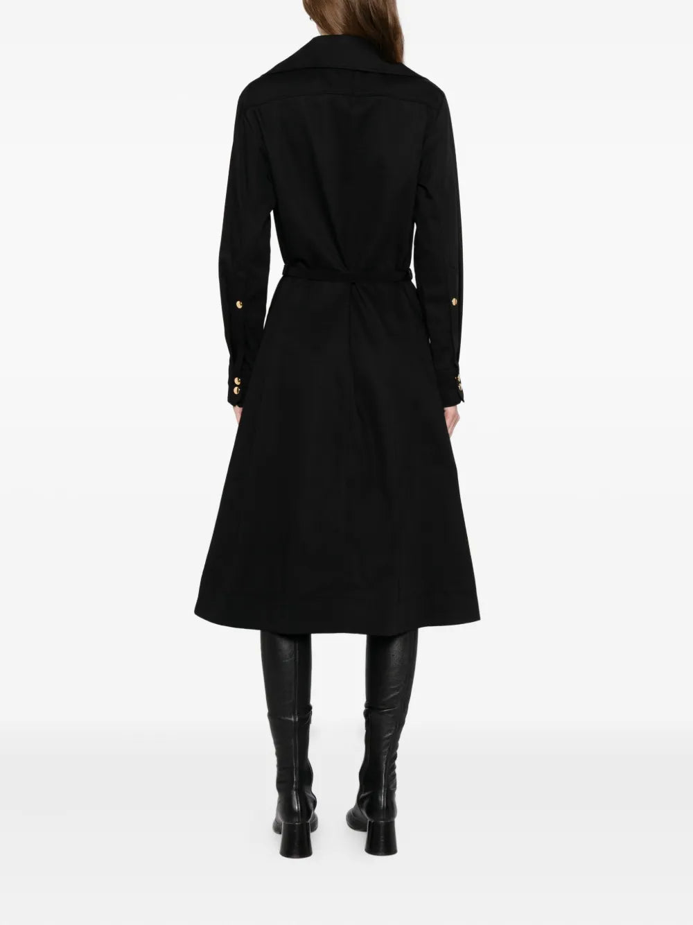 Vestito Camicia Nero Midi