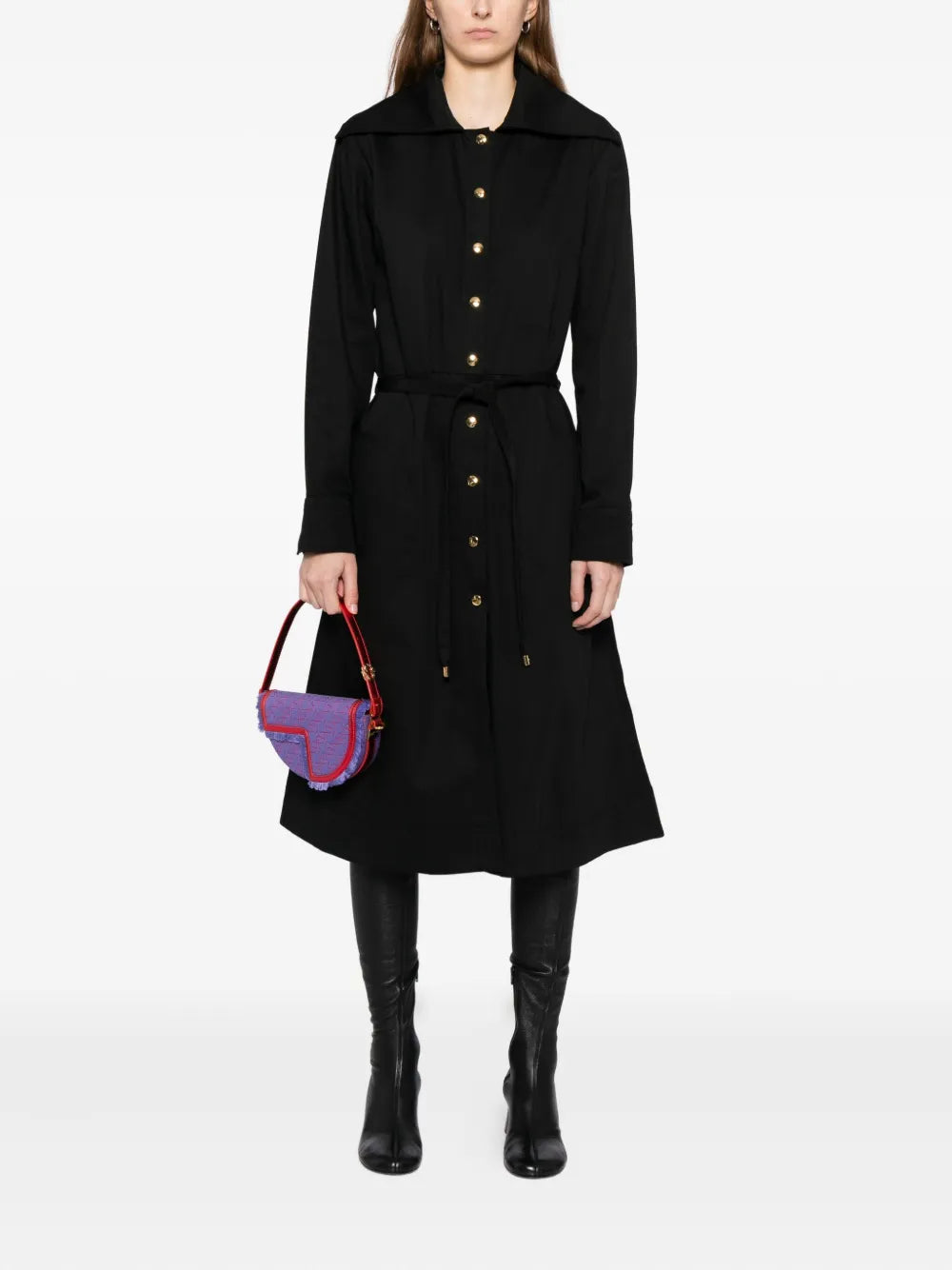 Black Mid-Length Shirt Dress - Patou