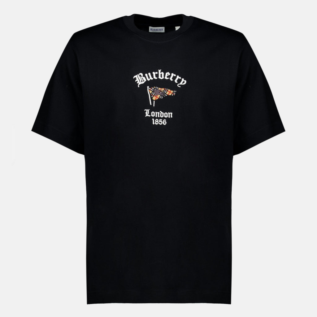 Svart bomulls-T-skjorte med Check-flagg