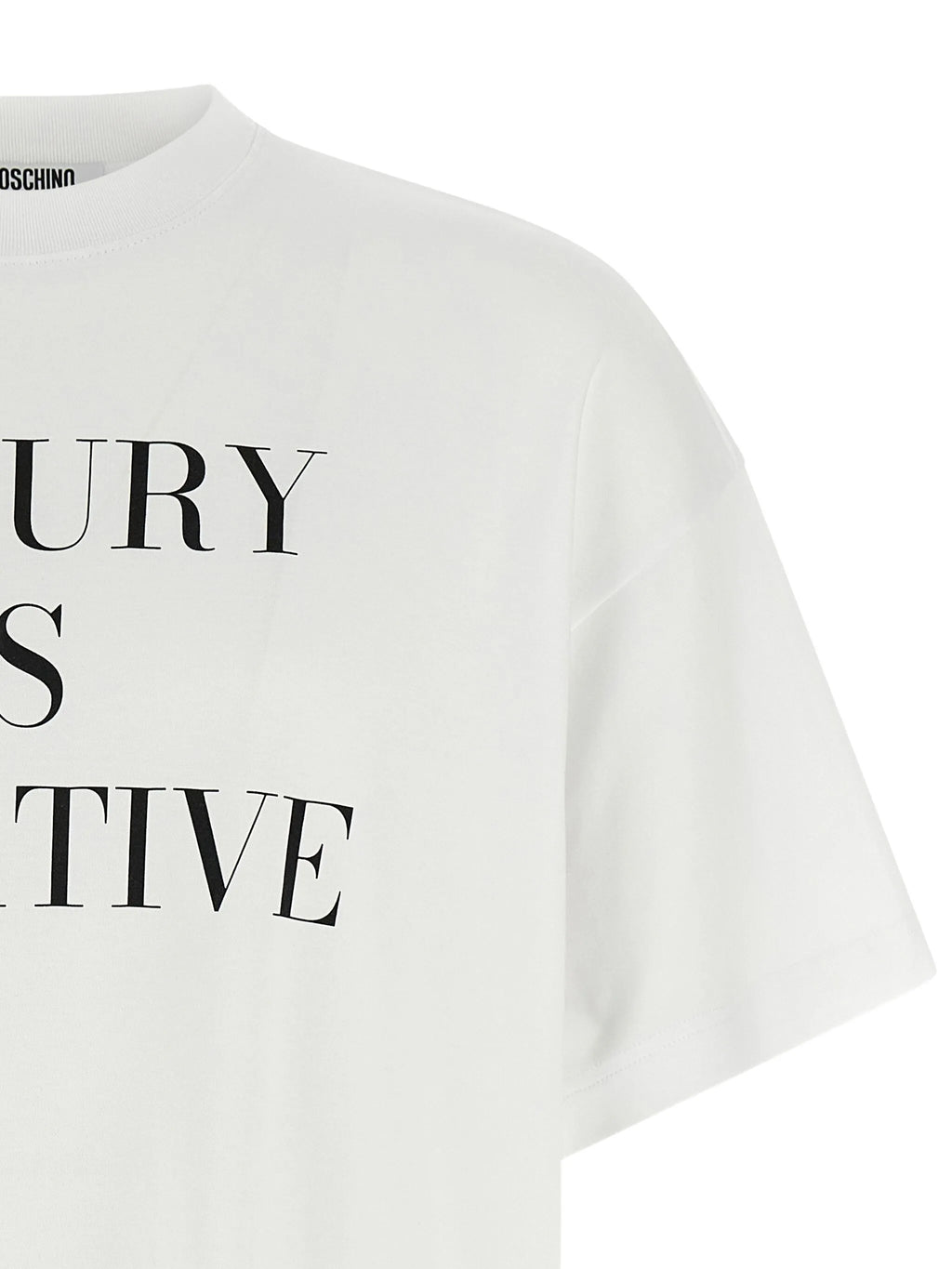 Image of White Oversized T-Shirt by Moschino for Women - Season Autumn-Winter 2025 - Model View 3
