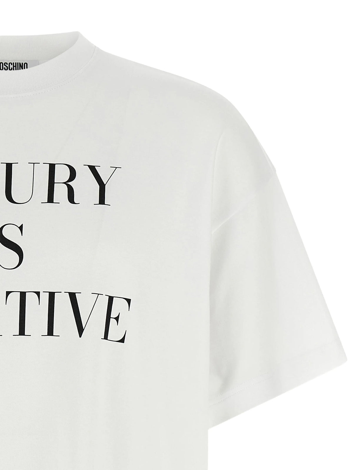 Image of White Oversized T-Shirt by Moschino for Women - Season Autumn-Winter 2025 - Model View 3