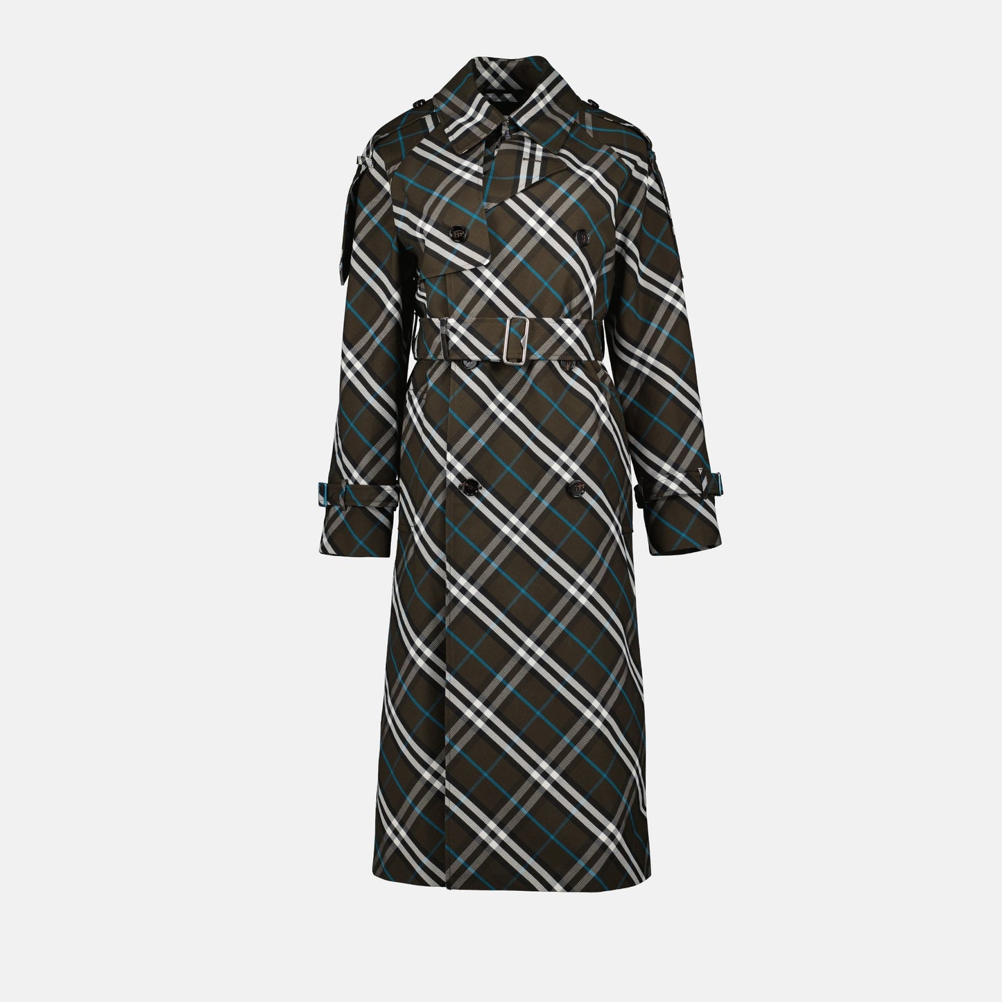 Burberry trench coat, luxury outerwear, checkered trench coat, Autumn-Winter fashion, exclusive designer coat