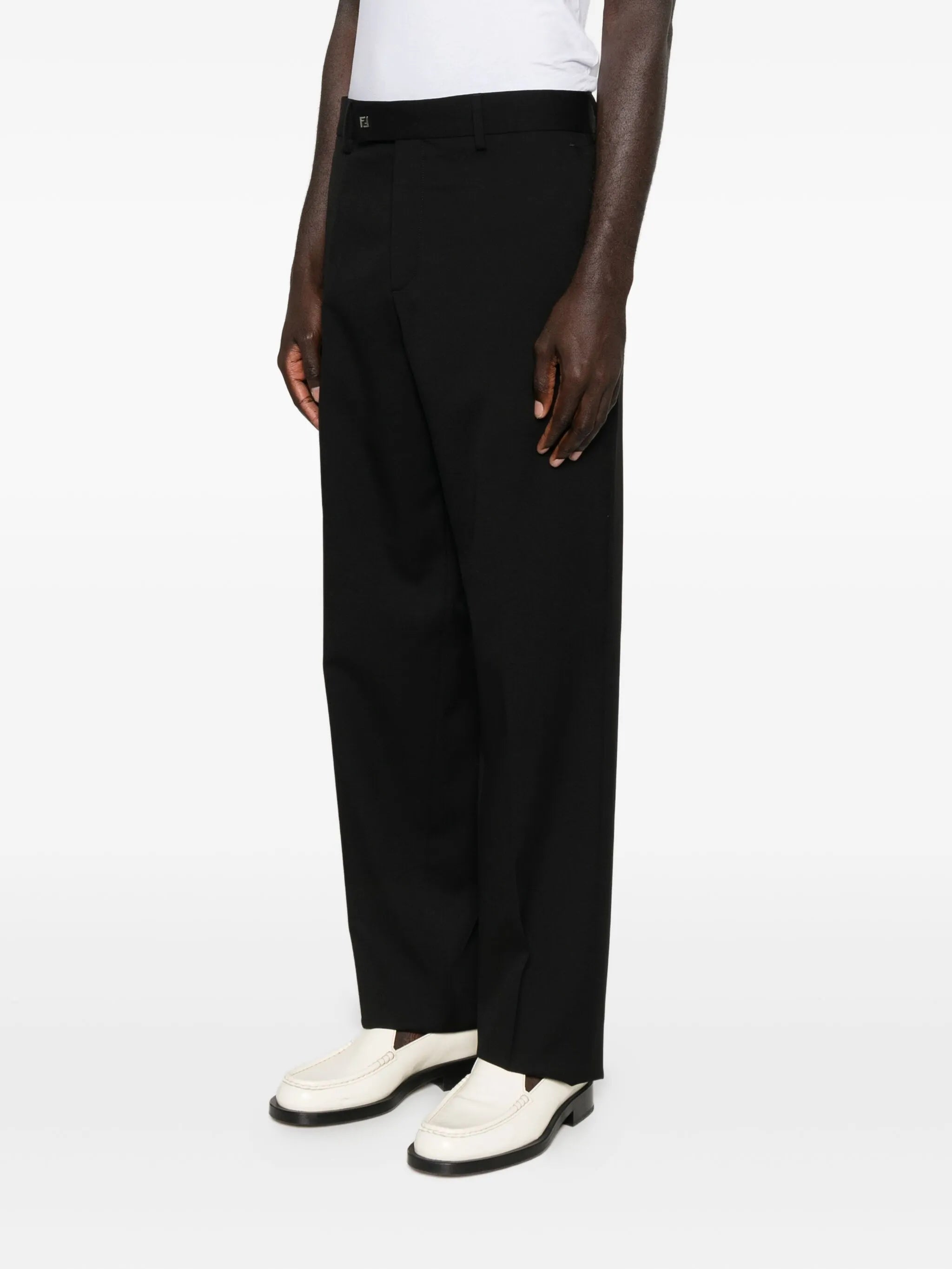 Image of Pantalon en Laine Noir by Fendi for Men - Season Autumn-Winter 2025 - Model View 2