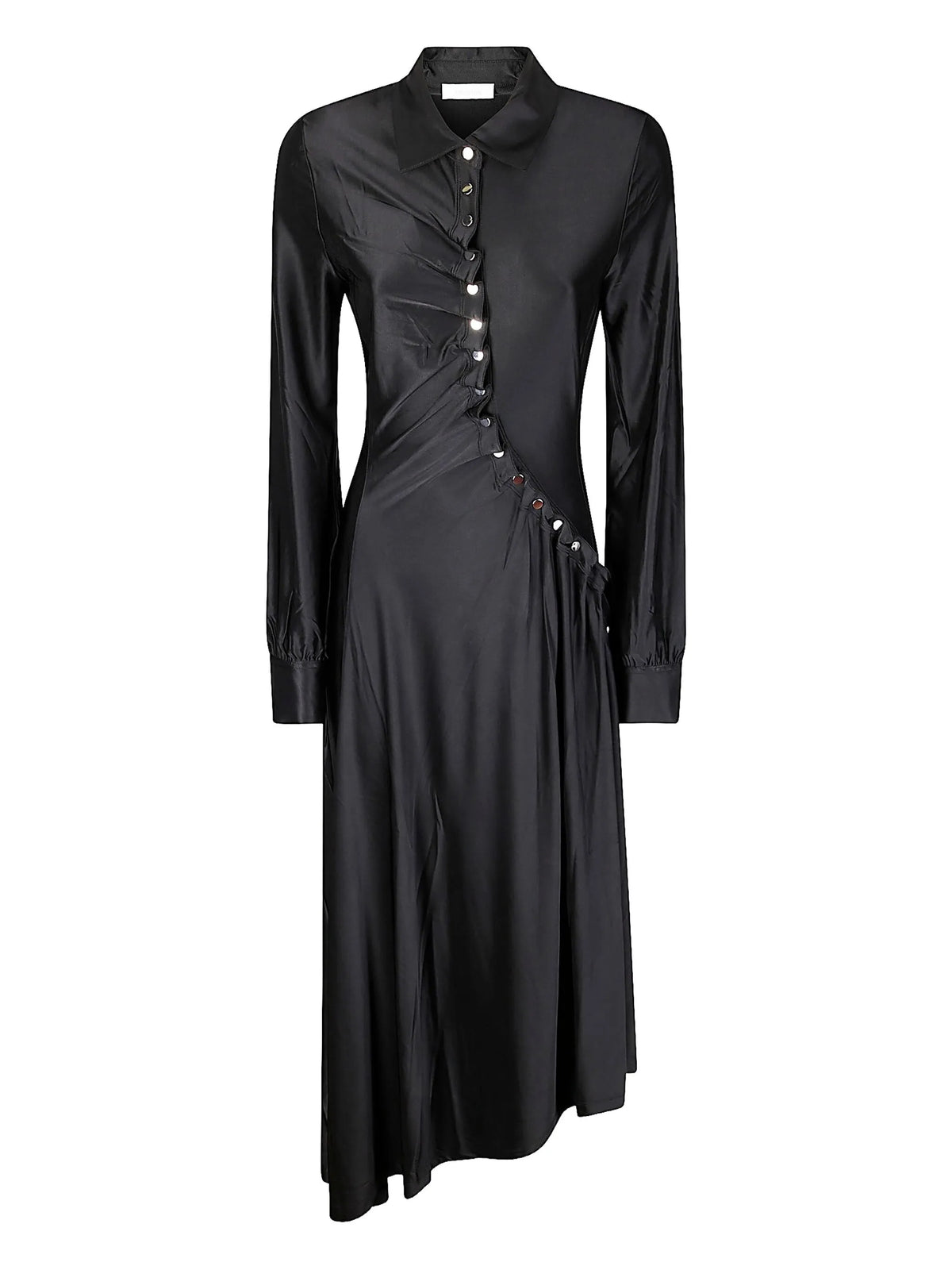 Image of Long Draped Dress by Rabanne for Women - Season Autumn-Winter 2025 - Model View 1
