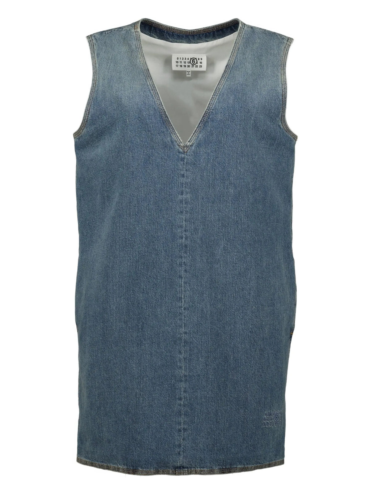 Image of Denim Vest with V-Neck by Mm6 for Women - Season Autumn-Winter 2025 - Model View 1