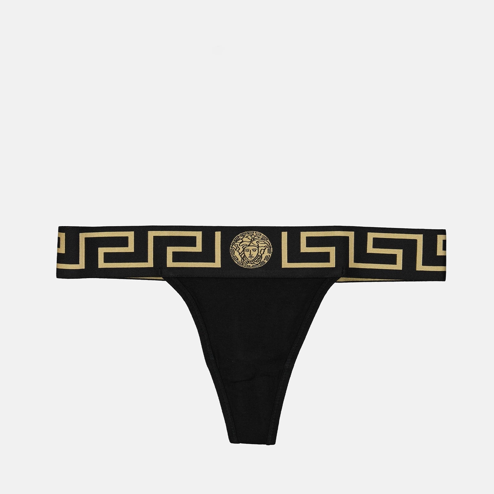 Versace, Medusa Greca, luxury lingerie, black string, designer underwear