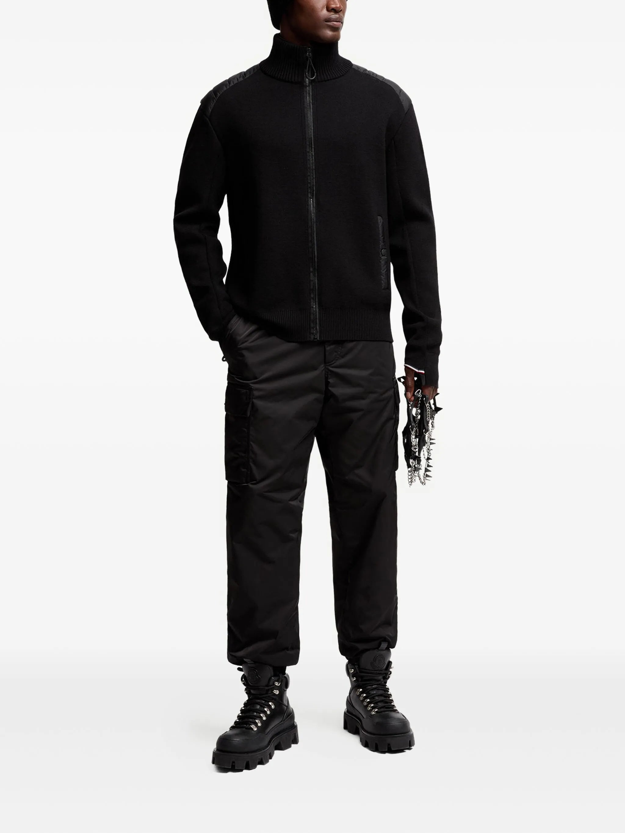 Image of Zipped Quilted Wool Cardigan by Moncler Grenoble for Men - Season Autumn-Winter 2025 - Model View 1