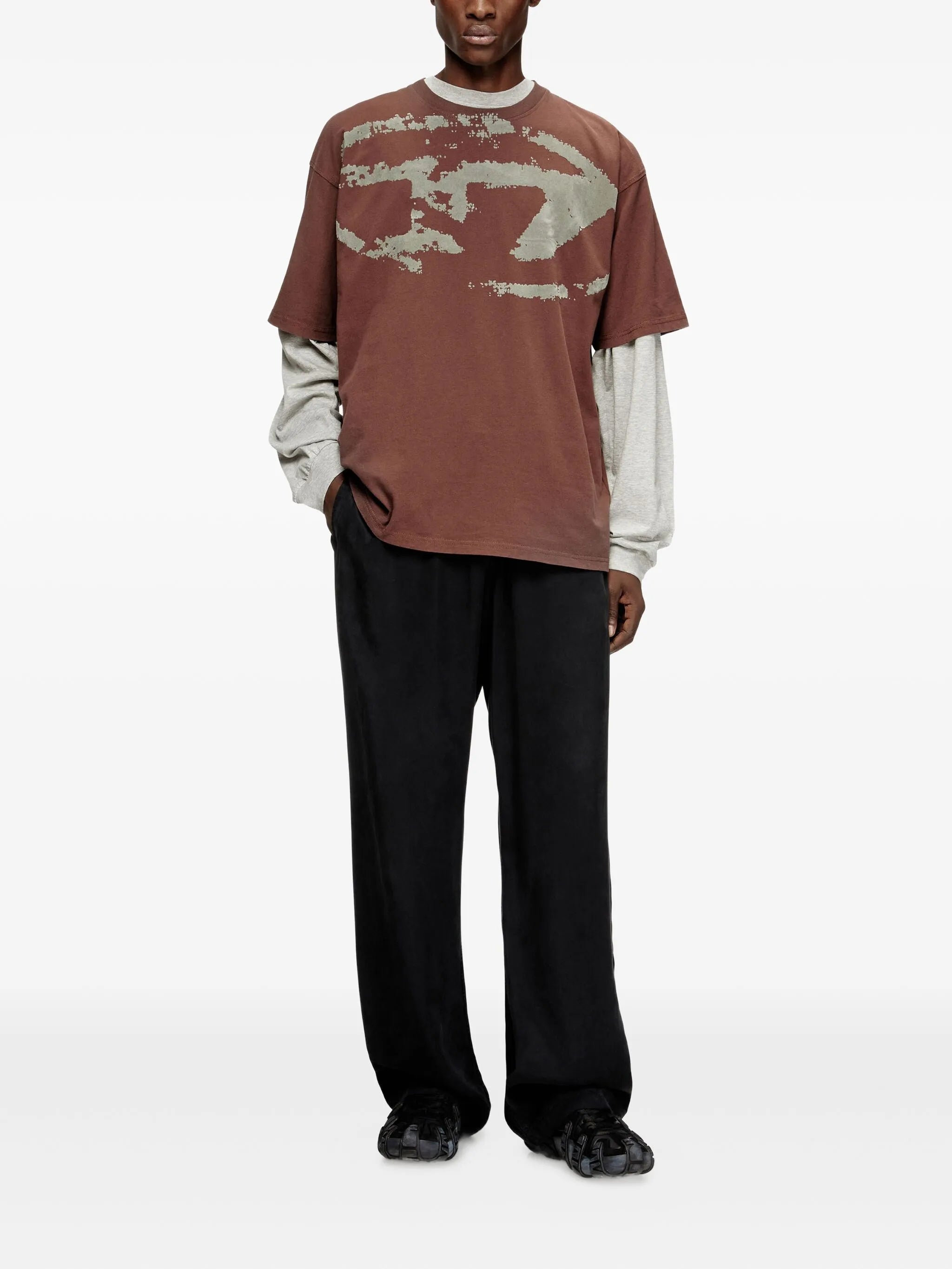 Image of T-Shirt T-Boxt-N14 Brown by Diesel for Men - Season Spring-Summer 2026 - Model view 1